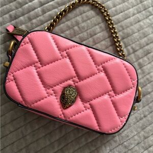 Kurt Geiger Pink Quilted Mini Bag with Gold Chain